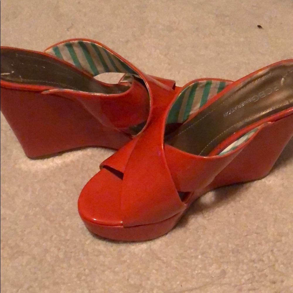 Orange wedge sling back